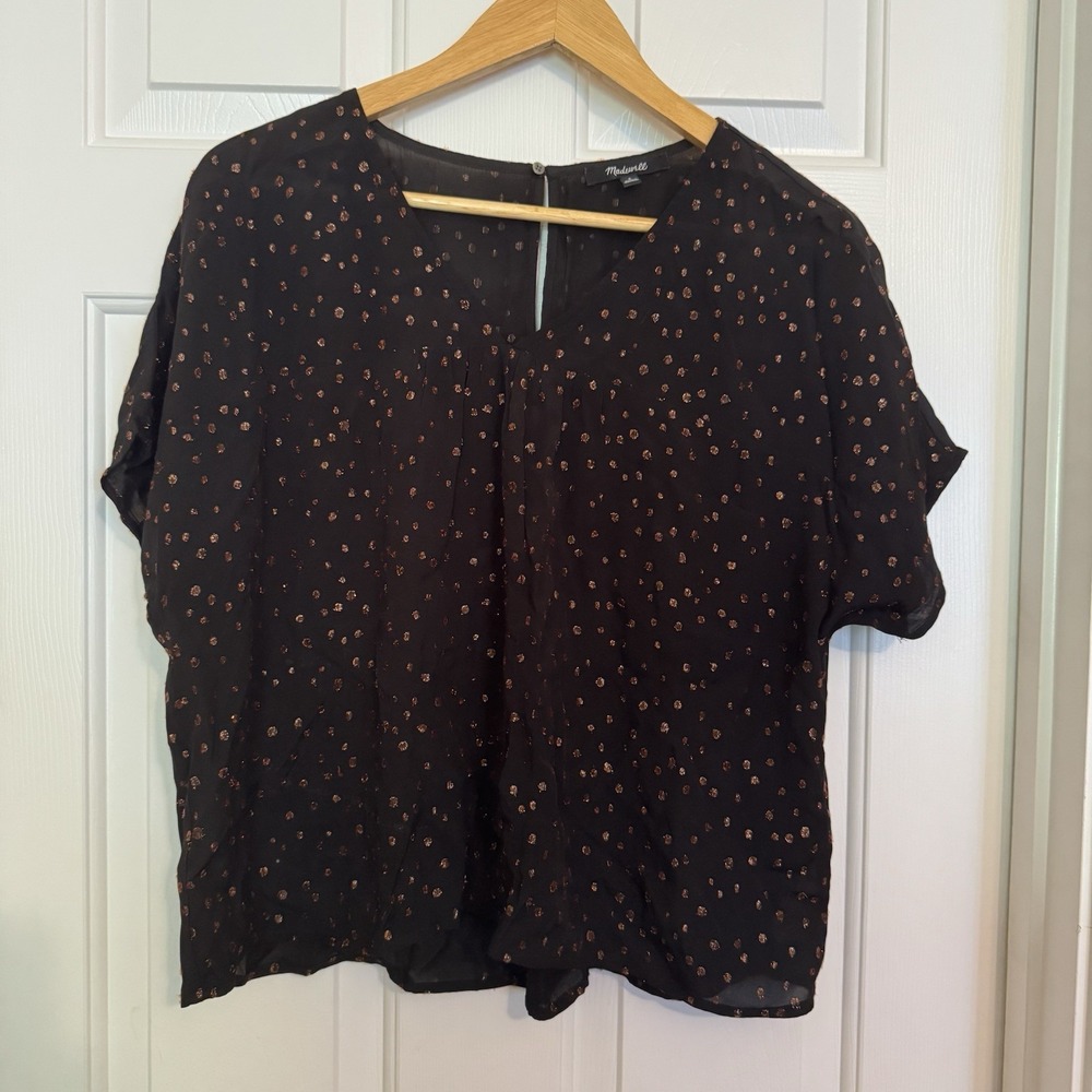 Madewell Rhyme Top In Metallic Dots Women's Size Small‎